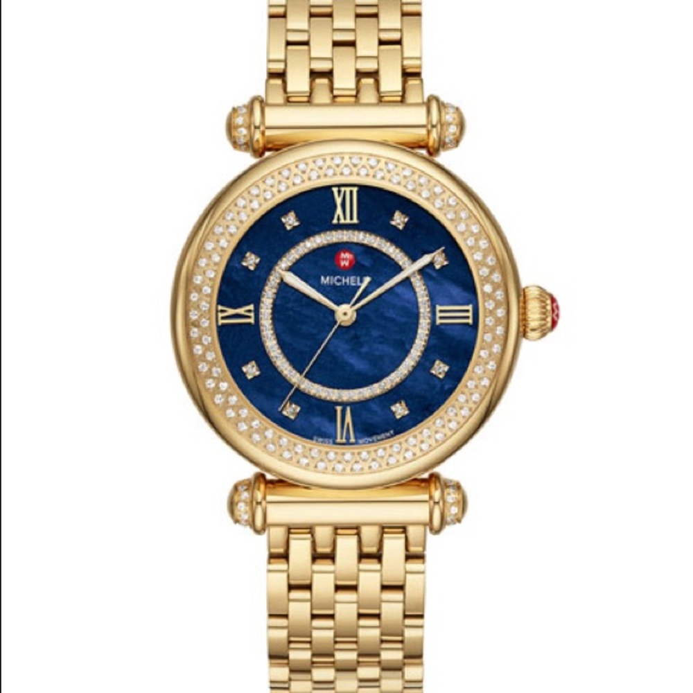 Michele Caber Mid Diamond watch Gold/Blue